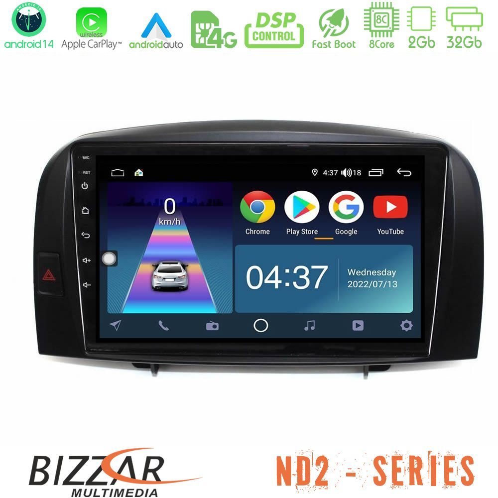 Bizzar ND2 Series 8Core Android14 2+32GB Hyundai Sonata 2005-2009 Navigation Multimedia Tablet 10" Με Carplay & Android Auto