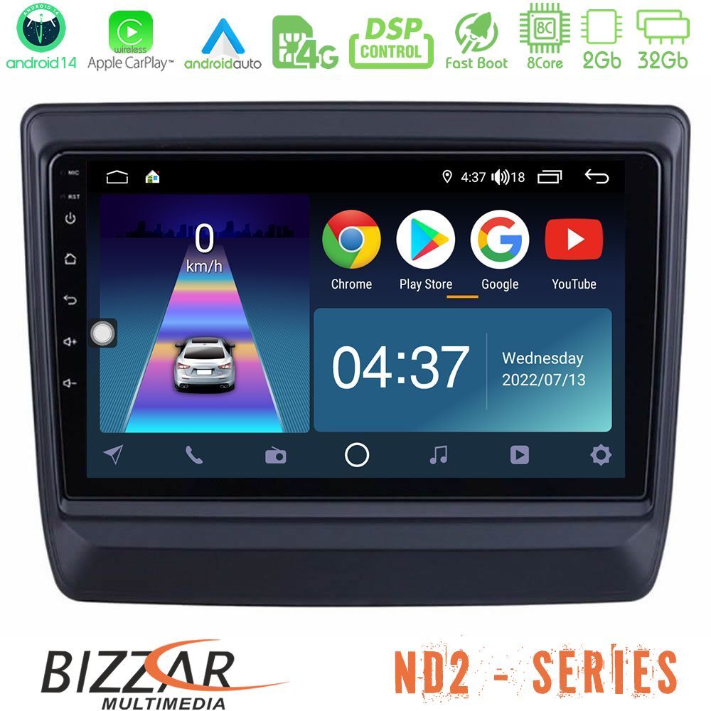 Bizzar ND2 Series 8Core Android14 2+32GB Isuzu D-MAX 2020-2023 Navigation Multimedia Tablet 9" Με Carplay & Android Auto