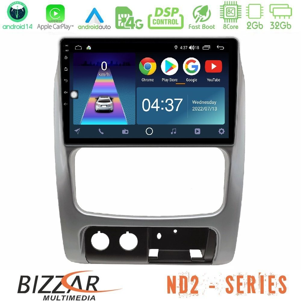 Bizzar ND2 Series 8Core Android14 2+32GB Jeep Cherokee (KJ) 2002-2007 Navigation Multimedia Tablet 9" Με Carplay & Android Auto