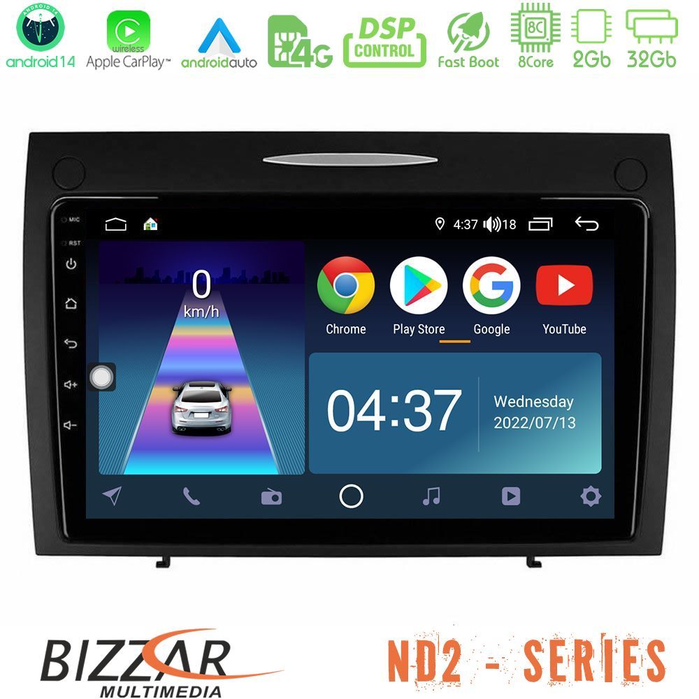 Bizzar ND2 Series 8Core Android14 2+32GB Mercedes SLK Class Navigation Multimedia Tablet 9" Με Carplay & Android Auto