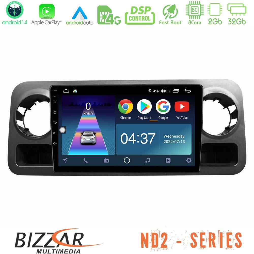 Bizzar ND2 Series 8Core Android14 2+32GB Mercedes Sprinter W907 Navigation Multimedia Tablet 10" Με Carplay & Android Auto