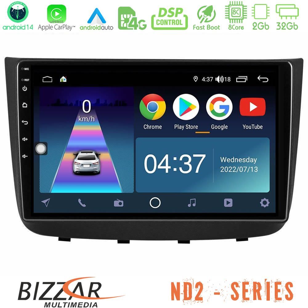 Bizzar ND2 Series 8Core Android14 2+32GB Mercedes Vito/Viano 2003-2006 Navigation Multimedia Tablet 10" Με Carplay & Android Auto