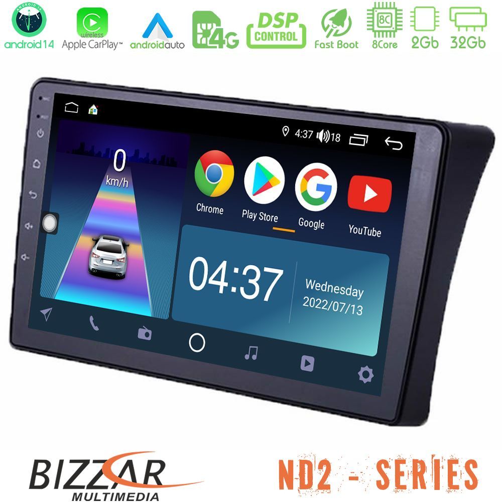 Bizzar ND2 Series 8Core Android14 2+32GB Nissan Navara D40 Navigation Multimedia Tablet 9" Με Carplay & Android Auto