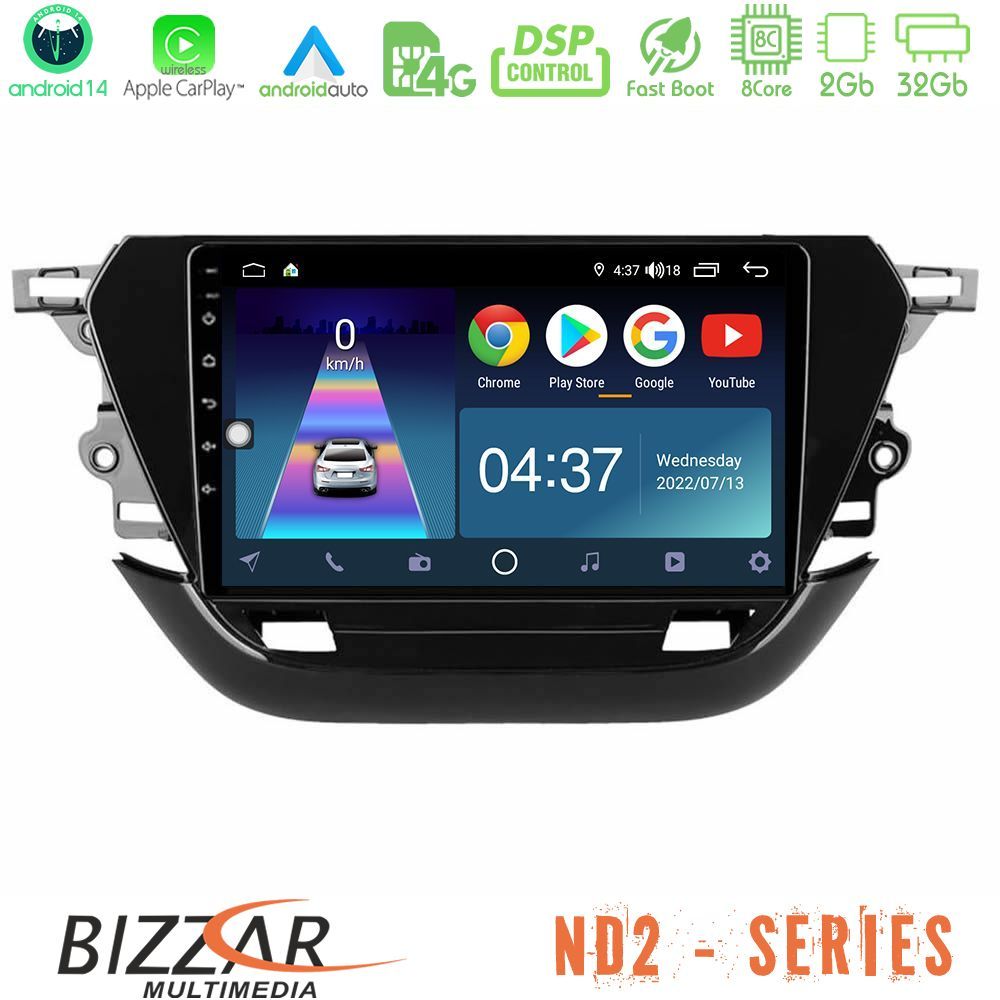 Bizzar ND2 Series 8Core Android14 2+32GB Opel Corsa F 2019-2023 Navigation Multimedia Tablet 9" Με Carplay & Android Auto