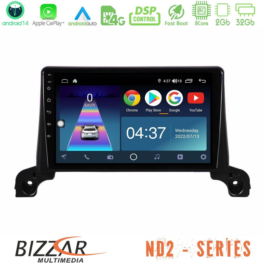 Bizzar ND2 Series 8Core Android14 2+32GB Peugeot 3008/5008 2017-2023 Navigation Multimedia Tablet 9" Με Carplay & Android Auto
