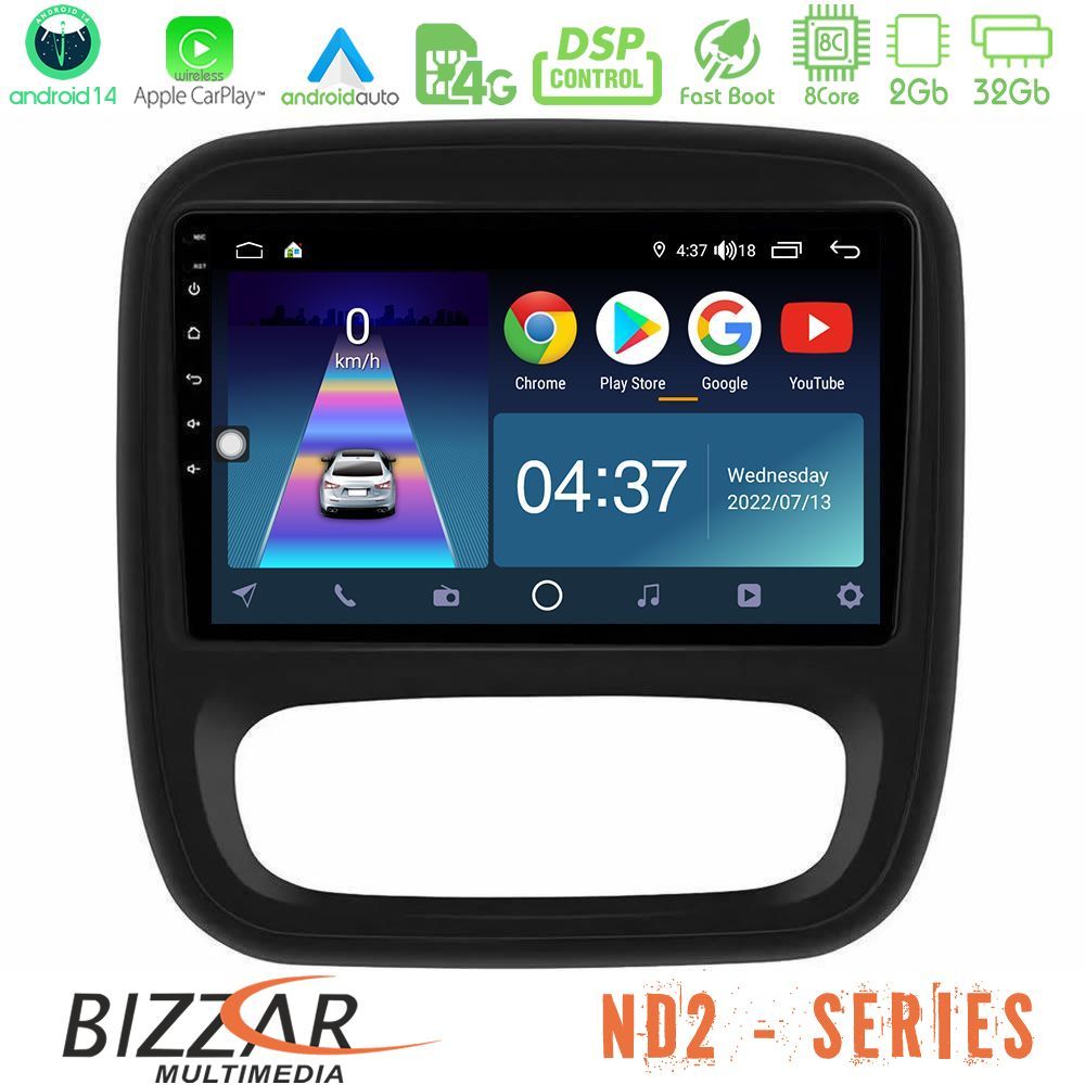Bizzar ND2 Series 8Core Android14 2+32GB  Renault/Nissan/Opel/Fiat Navigation Multimedia Tablet 9" Με Carplay & Android Auto