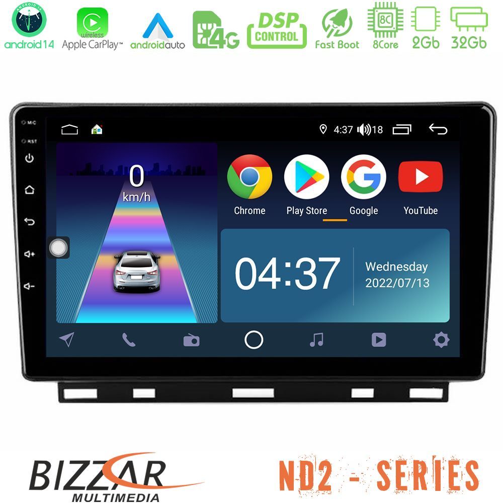 Bizzar ND2 Series 8Core Android14 2+32GB Renault Clio 5 2020-2024 Navigation Multimedia Tablet 9" Με Carplay & Android Auto