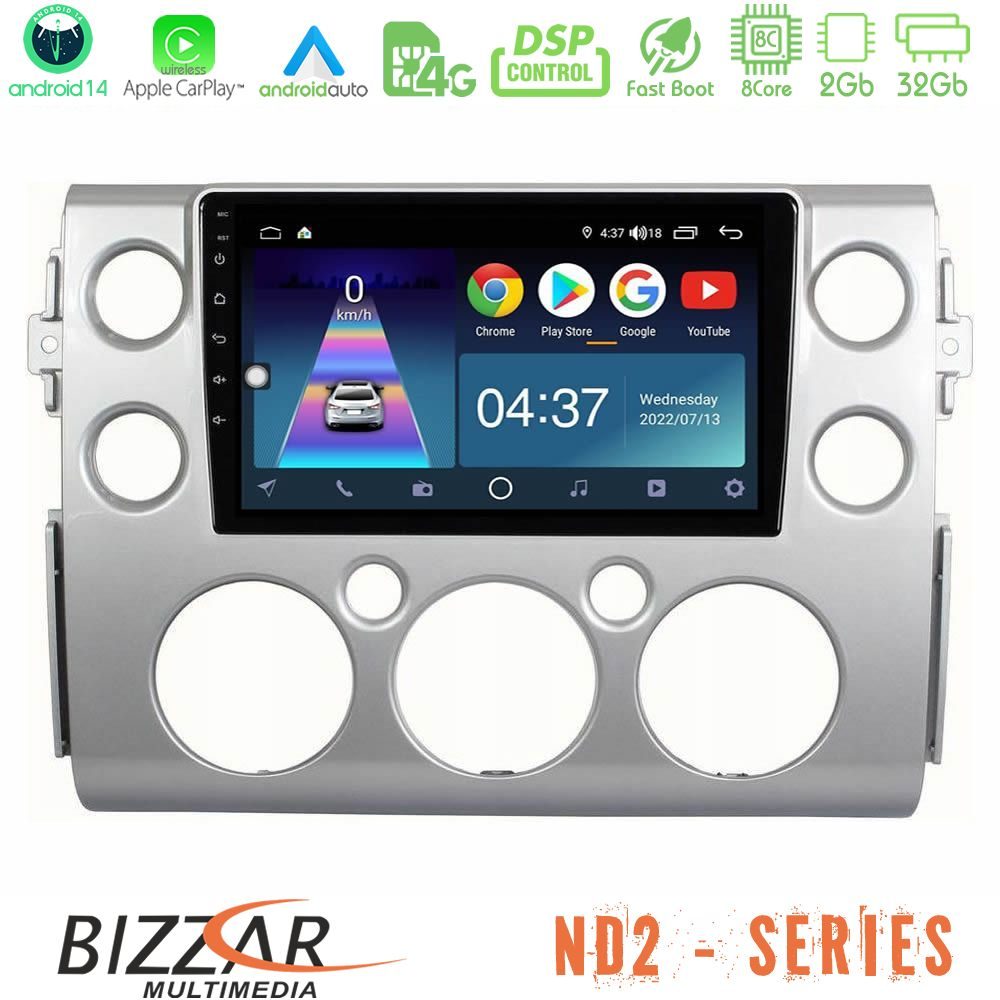 Bizzar ND2 Series 8Core Android14 2+32GB Toyota FJ 2007-2014 Navigation Multimedia Tablet 9" Με Carplay & Android Auto