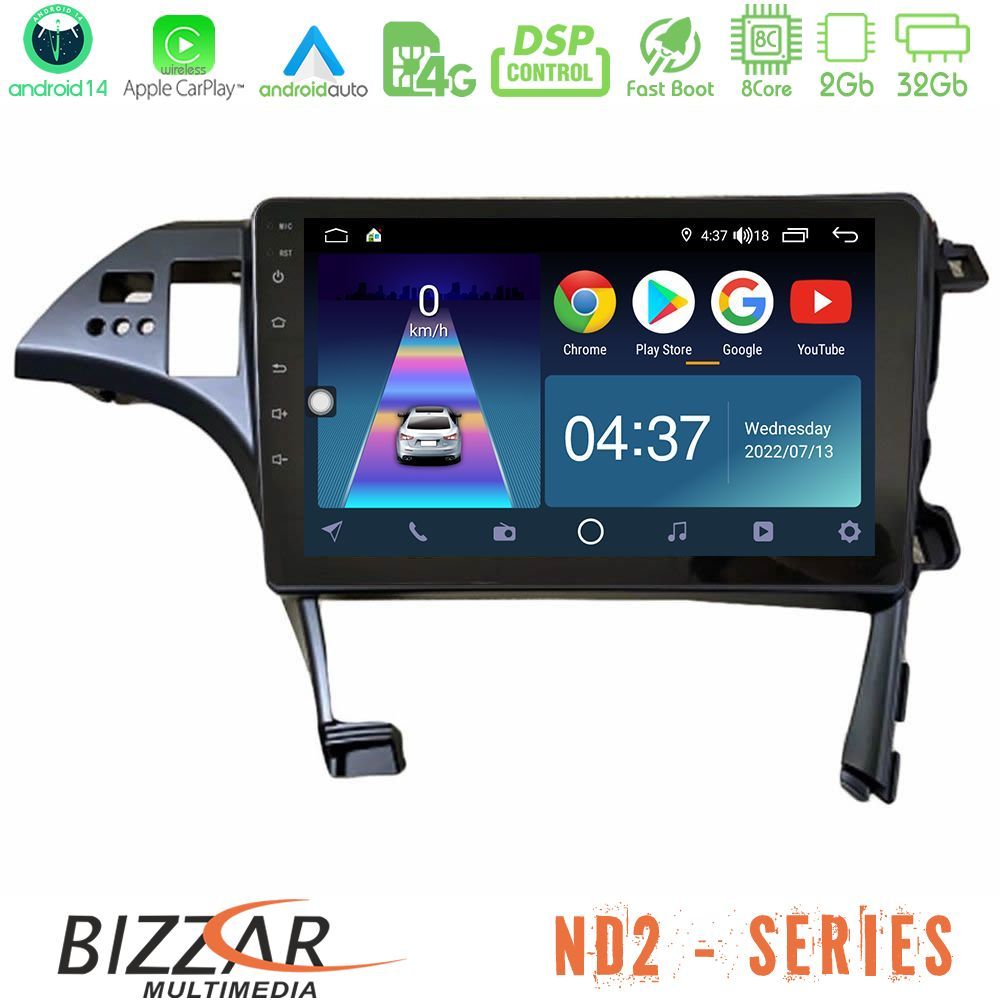Bizzar ND2 Series 8Core Android14 2+32GB  Toyota Prius 2010-2015 Navigation Multimedia Tablet 10" Με Carplay & Android Auto