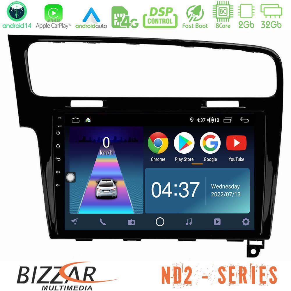 Bizzar ND2 Series 8Core Android14 2+32GB VW GOLF 7 Navigation Multimedia Tablet 10" Με Carplay & Android Auto