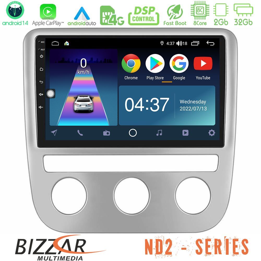 Bizzar ND2 Series 8Core Android14 2+32GB VW Scirocco / Eos Navigation Multimedia Tablet 9" Με Carplay & Android Auto
