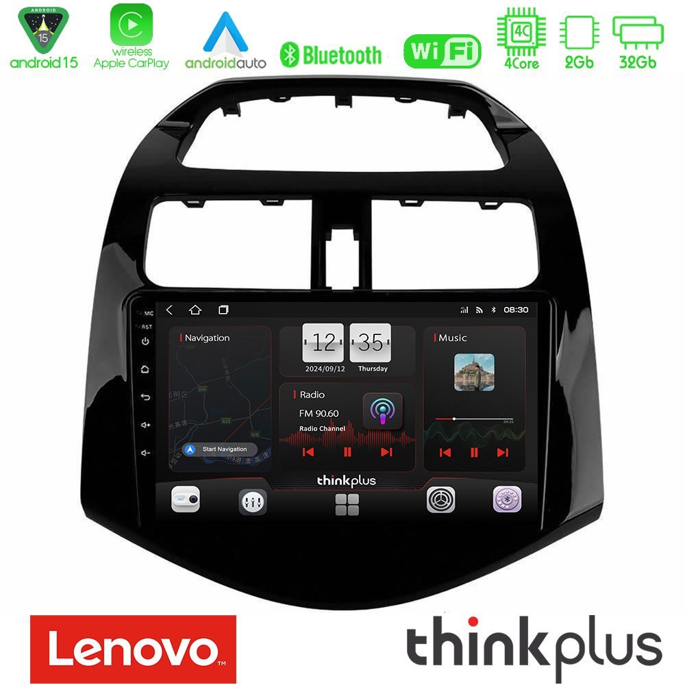 Lenovo Thinkplus Series 4Core Android15 2+32GB Chevrolet Spark 2009-2015 Navigation Multimedia Tablet 9" Με Carplay & Android Auto
