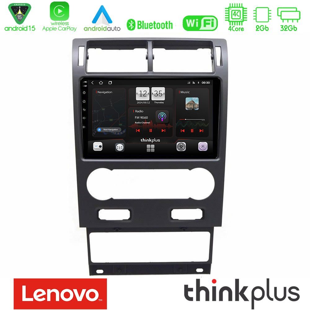 Lenovo Thinkplus Series 4Core Android15 2+32GB  Ford Mondeo 2004-2007 Navigation Multimedia Tablet 9" Με Carplay & Android Auto