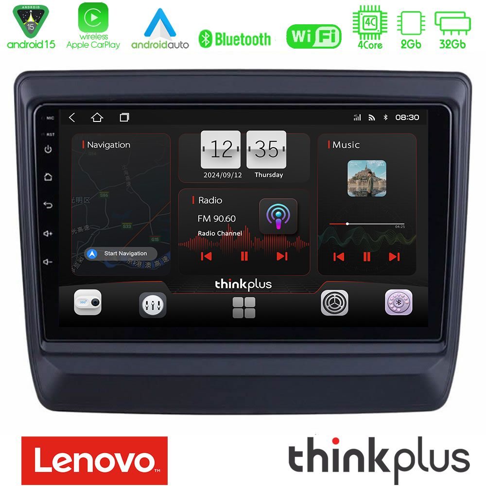 Lenovo Thinkplus Series 4Core Android15 2+32GB  Isuzu D-MAX 2020-2023 Navigation Multimedia Tablet 9" Με Carplay & Android Auto