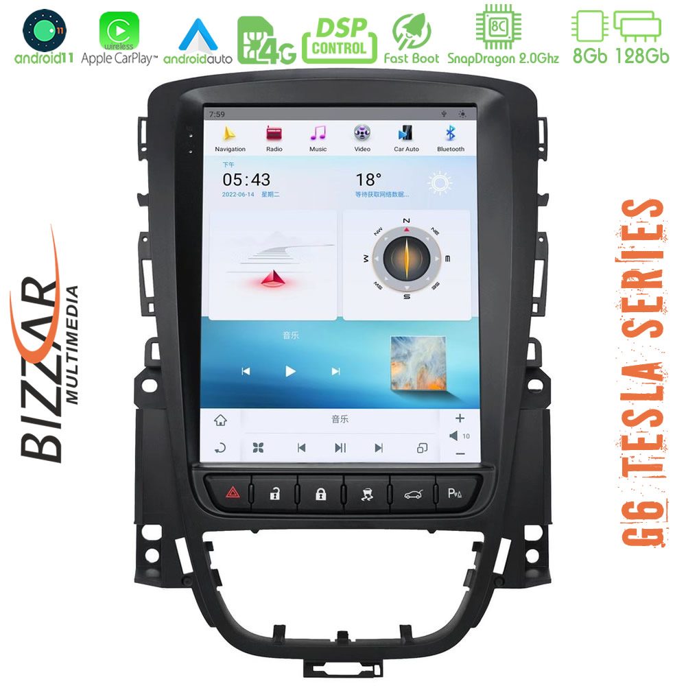 Bizzar Opel Astra J 2009-2014 Android 11 (8+128GB) Tesla Multimedia Station 10