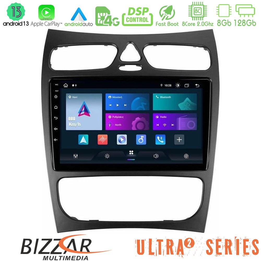 Bizzar Ultra Series Mercedes CLK Class W209 2000-2004 8core Android13 8+128GB Navigation Multimedia Tablet 9"