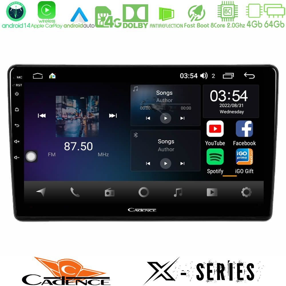 Cadence X Series Alfa Romeo 159/Brera/Spider 8Core Android 14 4+64GB Navigation Multimedia Tablet 9"