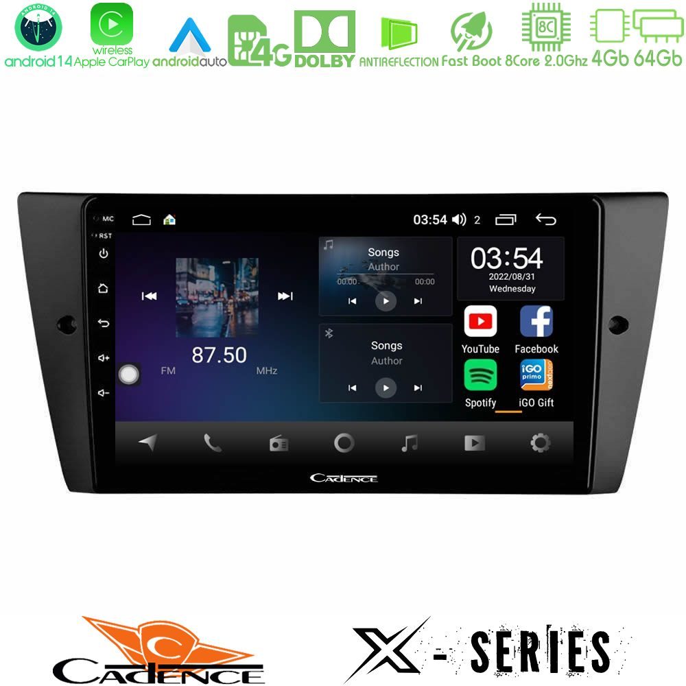 Cadence X Series BMW 3 Series 2006-2011 8core Android 14 4+64GB Navigation Multimedia Tablet 9"