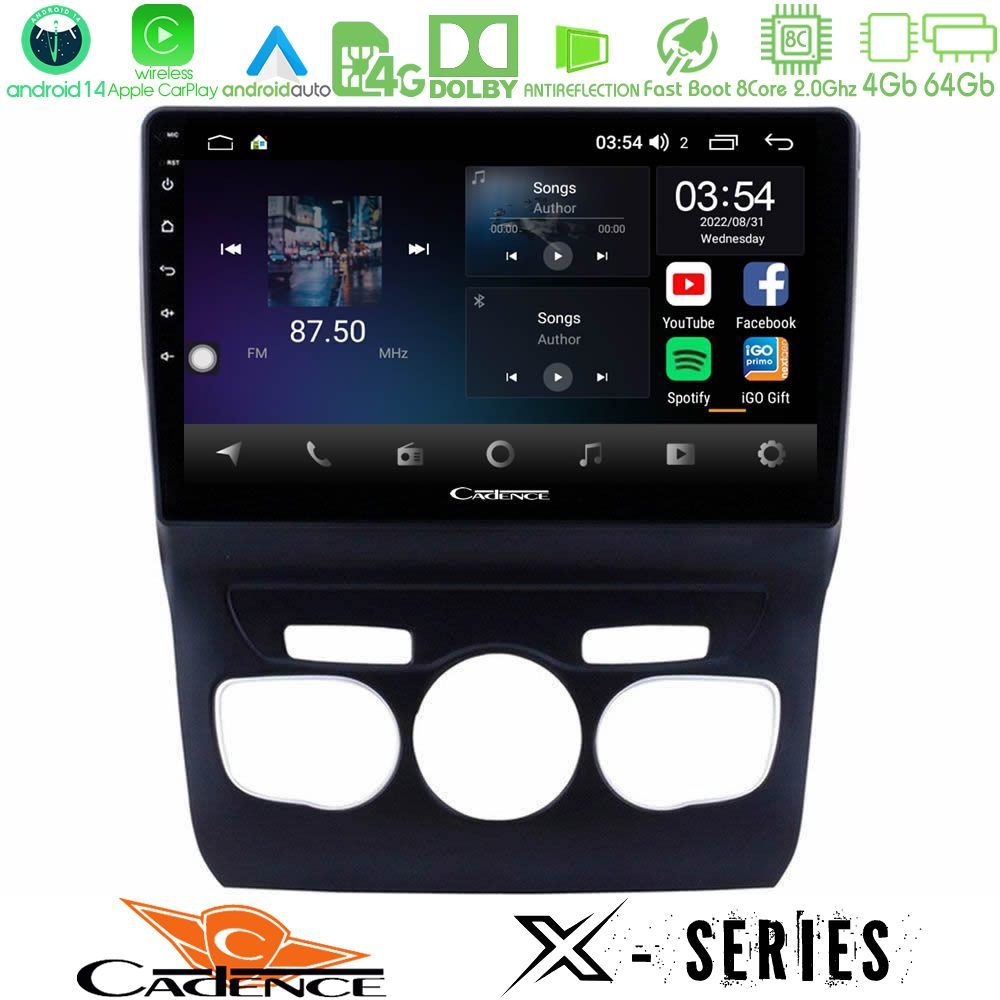 Cadence X Series Citroen C4L 8core Android 14 4+64GB Navigation Multimedia Tablet 10"