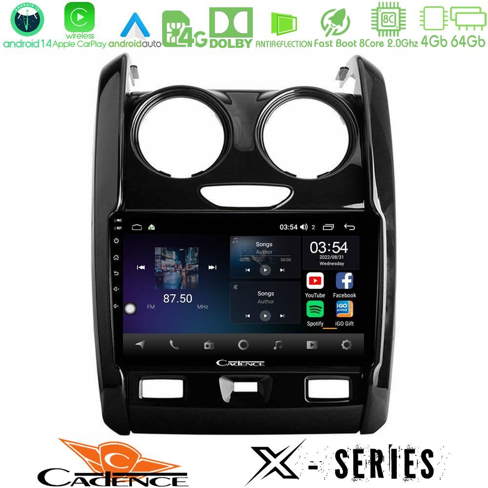 Cadence X Series Dacia Duster 2014-2018 8Core Android 14 4+64GB Navigation Multimedia Tablet 9"