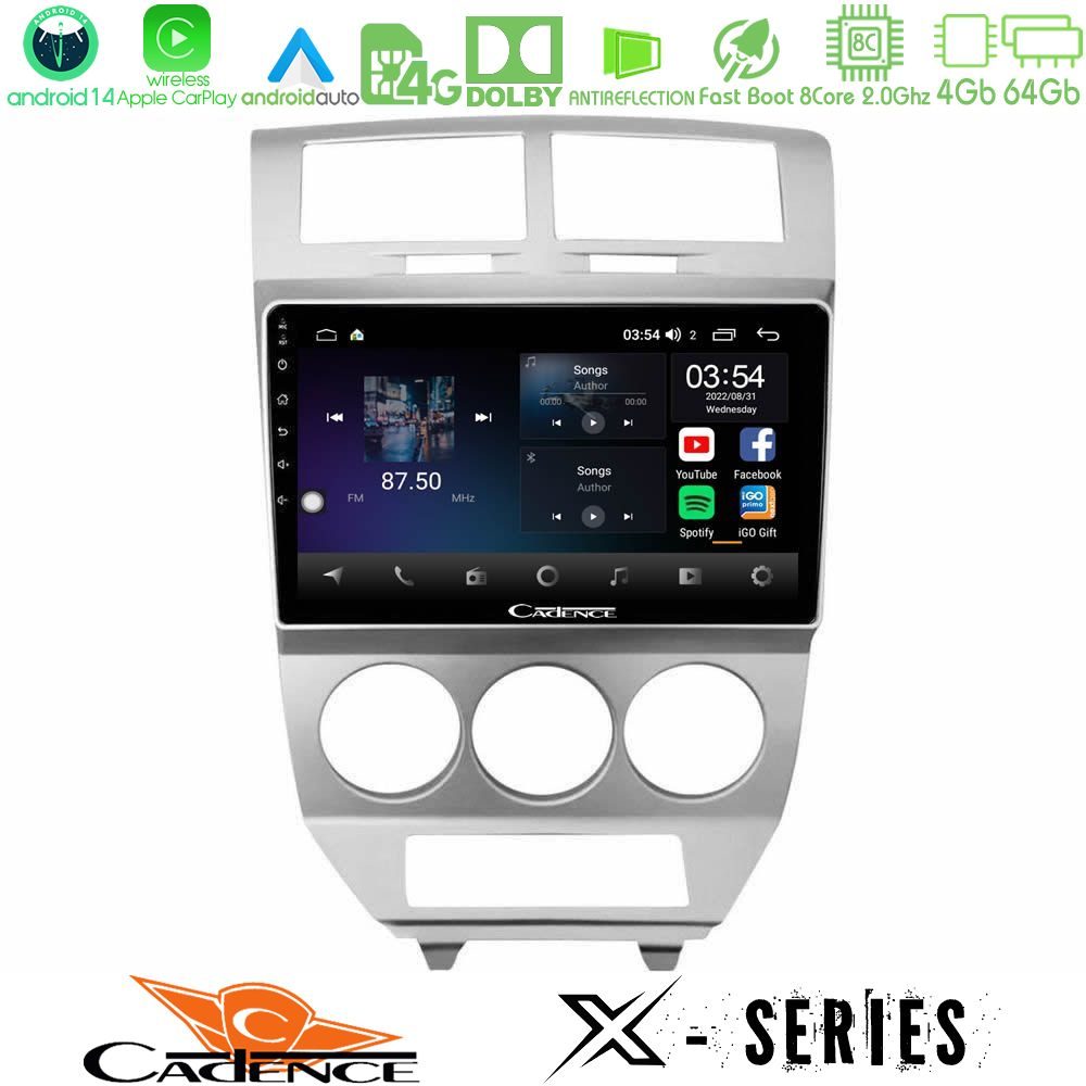 Cadence X Series Dodge Caliber 2006-2011 8core Android 14 4+64GB Navigation Multimedia Tablet 10"