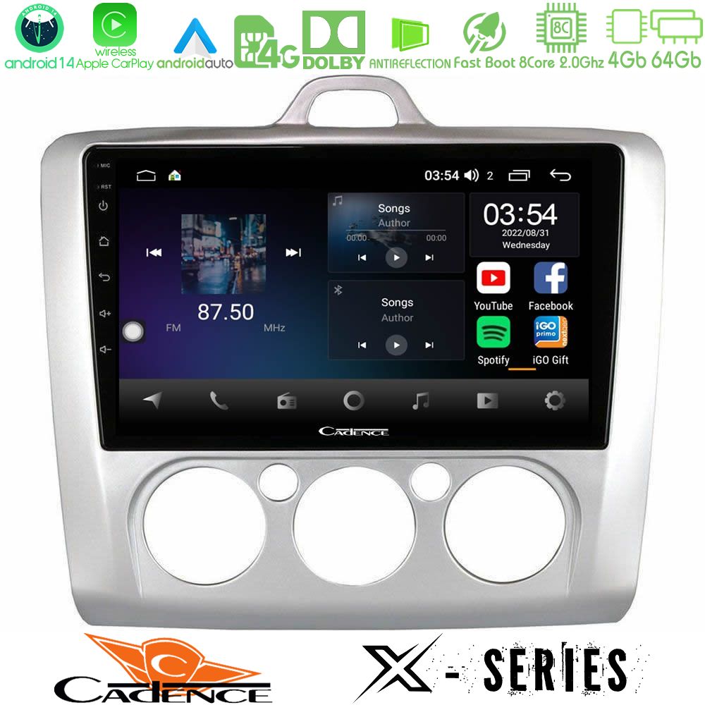 Cadence X Series Ford Focus Manual AC 8core Android 14 4+64GB Navigation Multimedia 9"