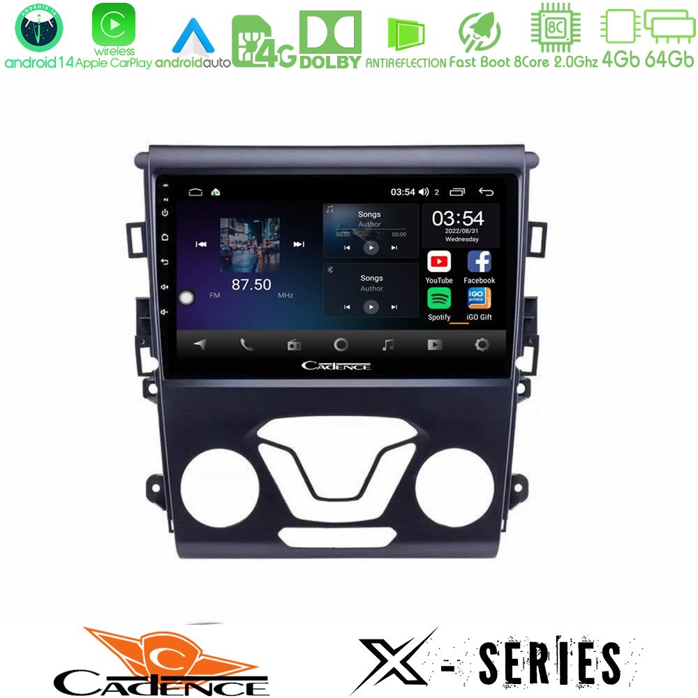 Cadence X Series Ford Mondeo 2014-2017 8core Android 14 4+64GB Navigation Multimedia Tablet 9