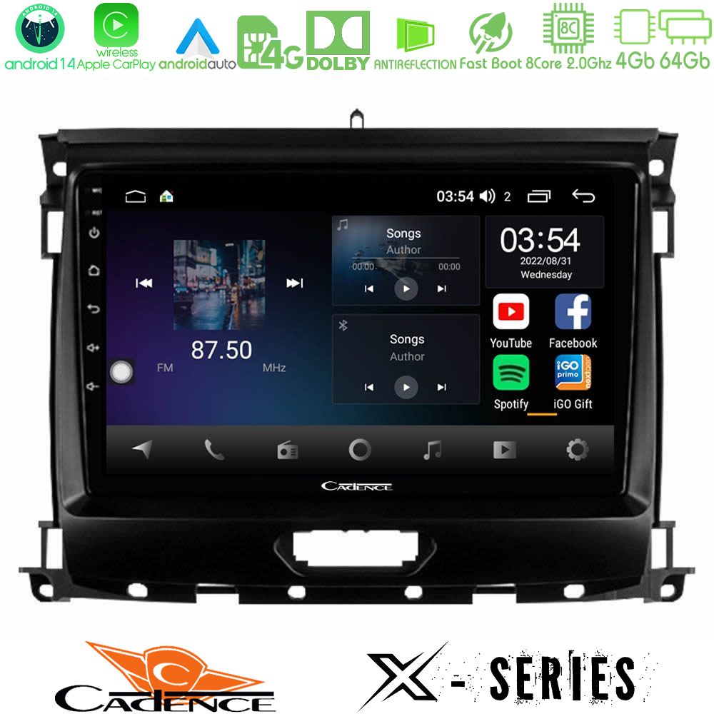 Cadence X Series Ford Ranger 2017-2022 8core Android 14 4+64GB Navigation Multimedia Tablet 9"