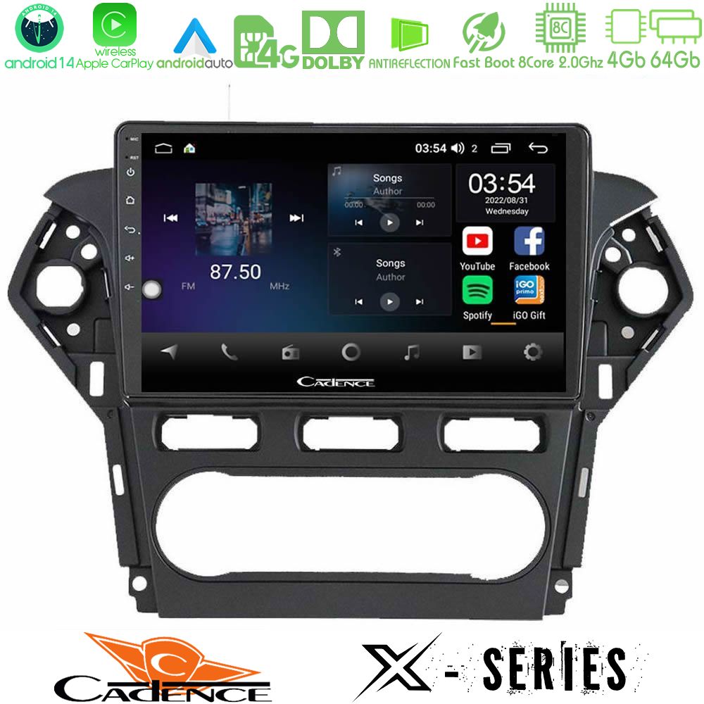 Cadence X Series Ford Mondeo 2011-2014 8core Android 14 4+64GB Navigation Multimedia Tablet 10"