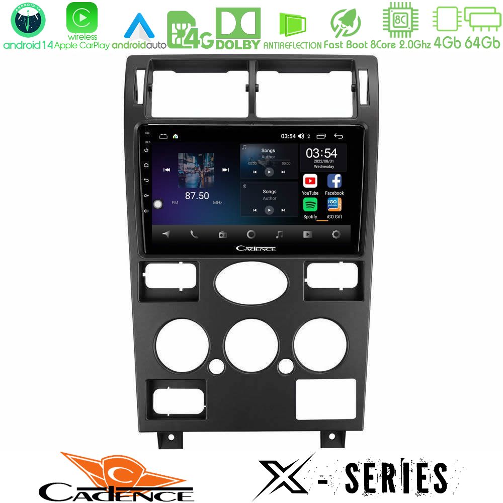 Cadence X Series Ford Mondeo 2001-2004 8Core Android 14 4+64GB Navigation Multimedia Tablet 9"