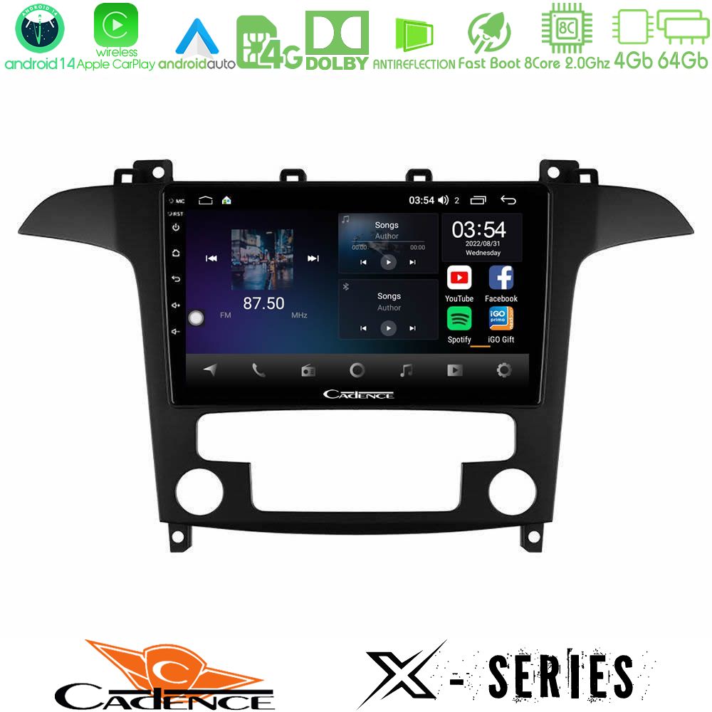 Cadence X Series Ford S-Max 2006-2012 8core Android 14 4+64GB Navigation Multimedia Tablet 9"