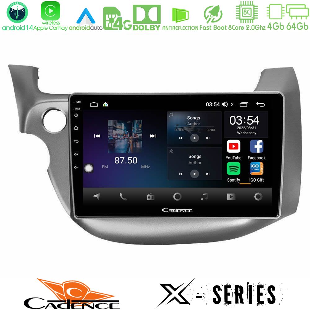Cadence X Series Honda Jazz 2009-2013 8core Android 14 4+64GB Navigation Multimedia Tablet 10"