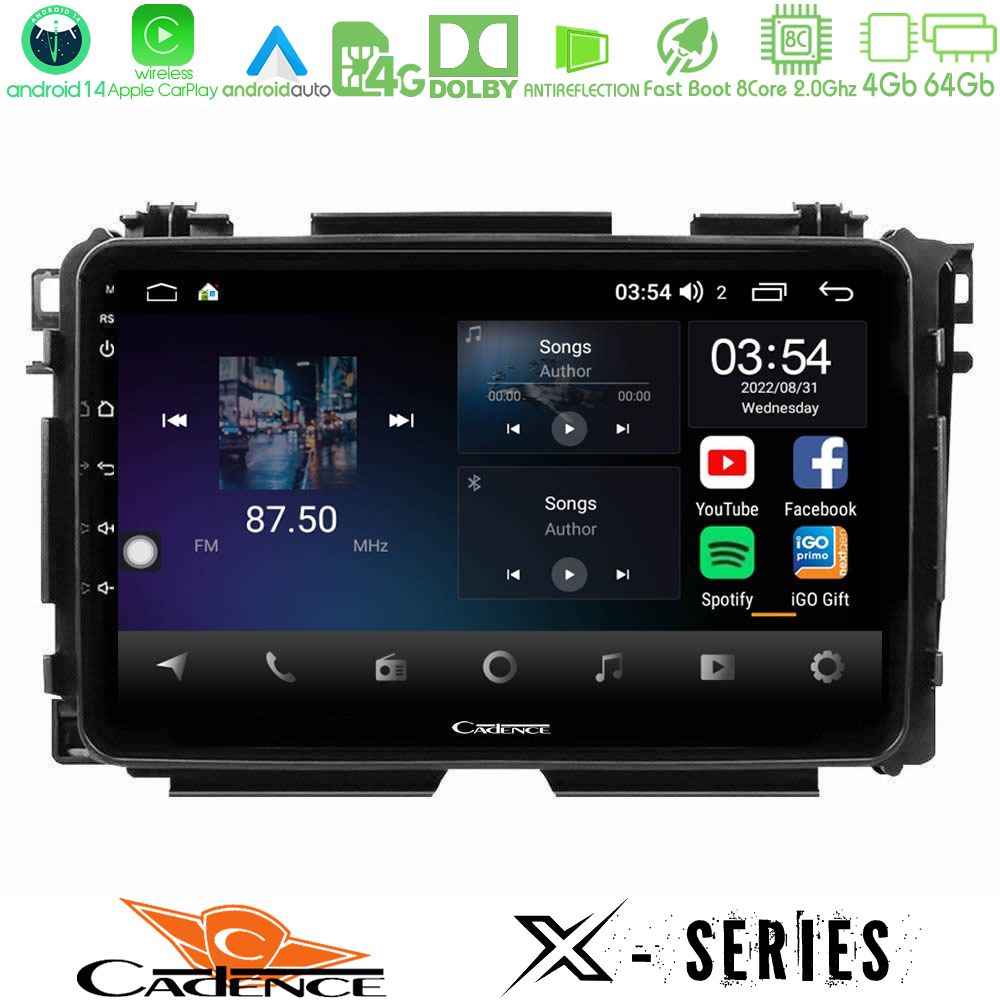 Cadence X Series Honda HR-V 8core Android 14 4+64GB Navigation Multimedia Tablet 9"