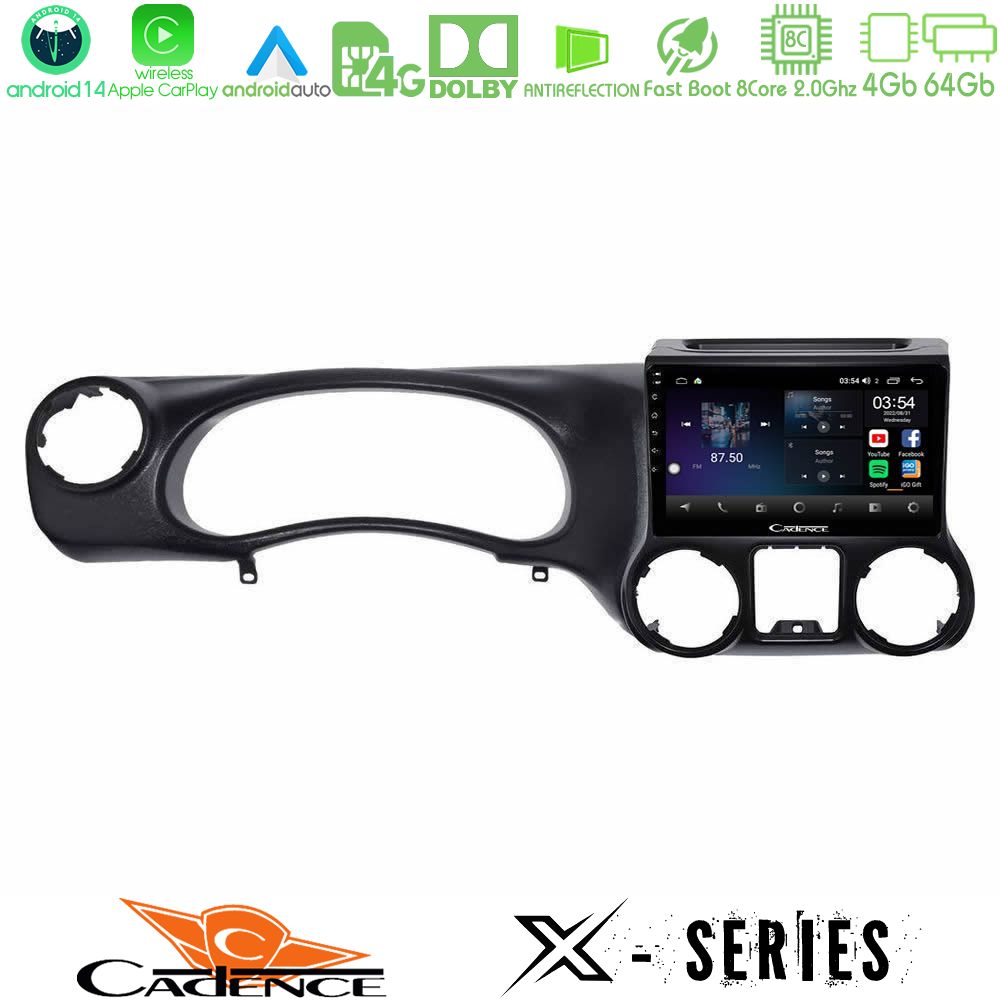 Cadence X Series Jeep Wrangler 2011-2014 8Core Android 14 4+64GB Navigation Multimedia Tablet 10"