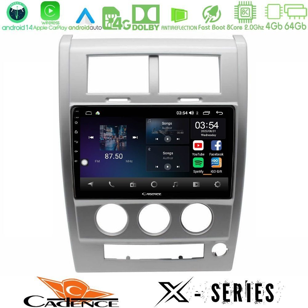Cadence X Series Jeep Cherokee (KK) 2008-2012 8core Android 14 4+64GB Navigation Multimedia Tablet 10"