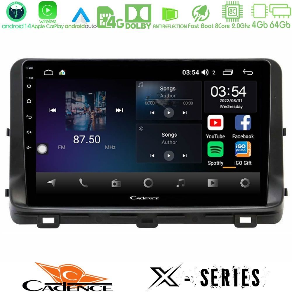 Cadence X Series Kia Ceed 2018-2023 8core Android 14 4+64GB Navigation Multimedia Tablet 10"