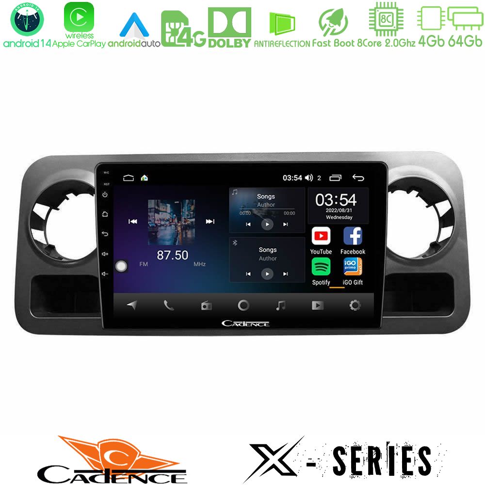 Cadence X Series Mercedes Sprinter W907 8Core Android 14 4+64GB Navigation Multimedia Tablet 10"