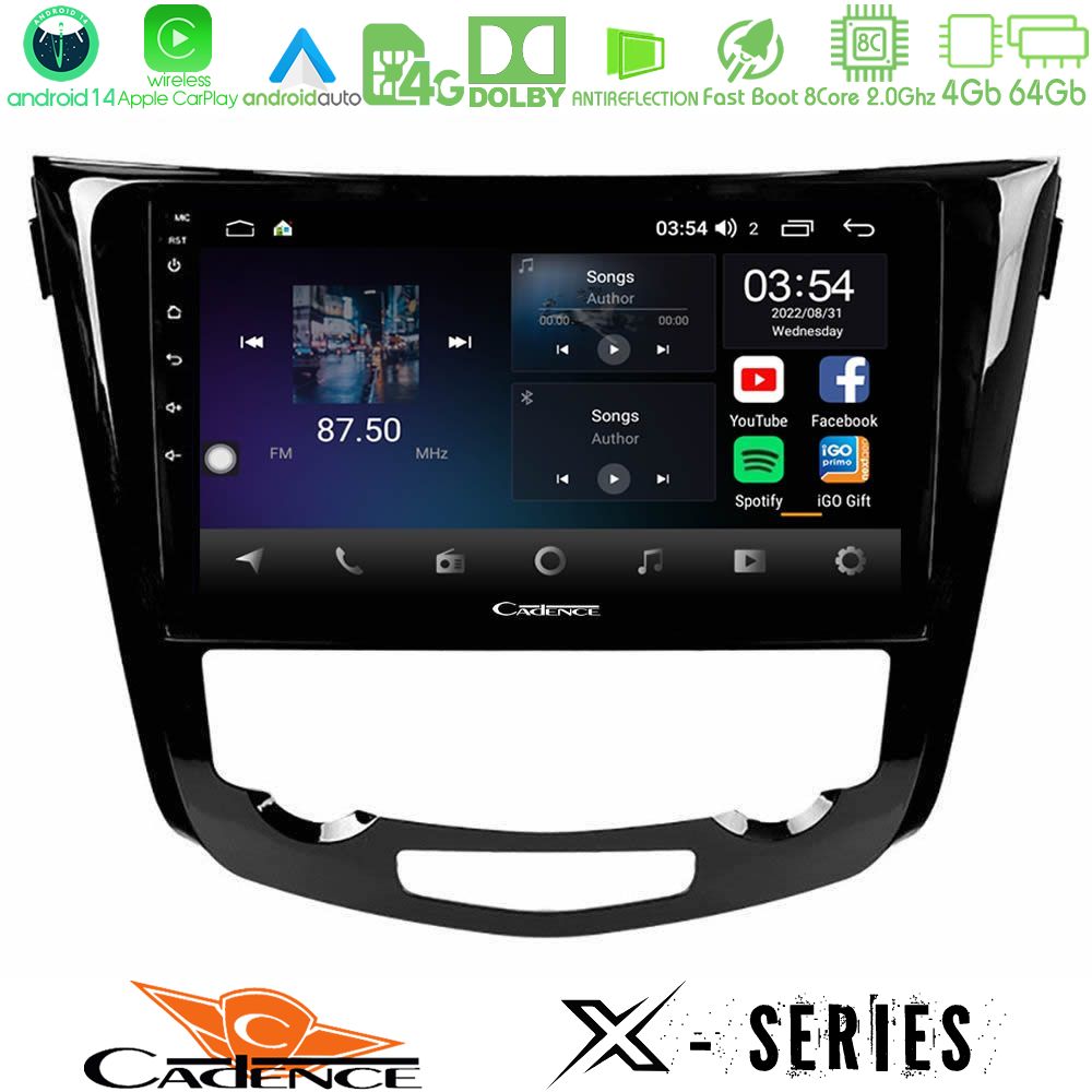 Cadence X Series Nissan Qashqai J11 (AUTO A/C) 8core Android 14 4+64GB Navigation Multimedia Tablet 10"
