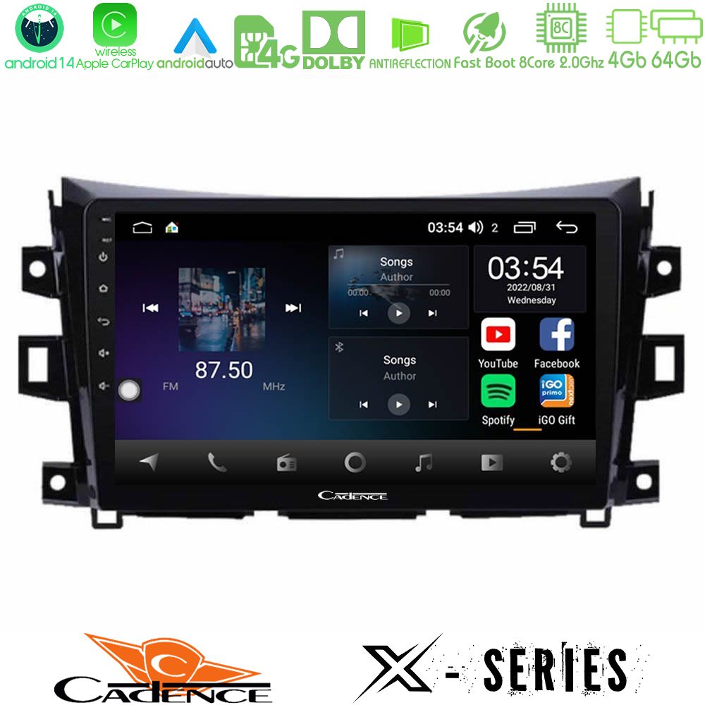 Cadence X Series Nissan Navara NP300 8core Android 14 4+64GB Navigation Multimedia Tablet 9"
