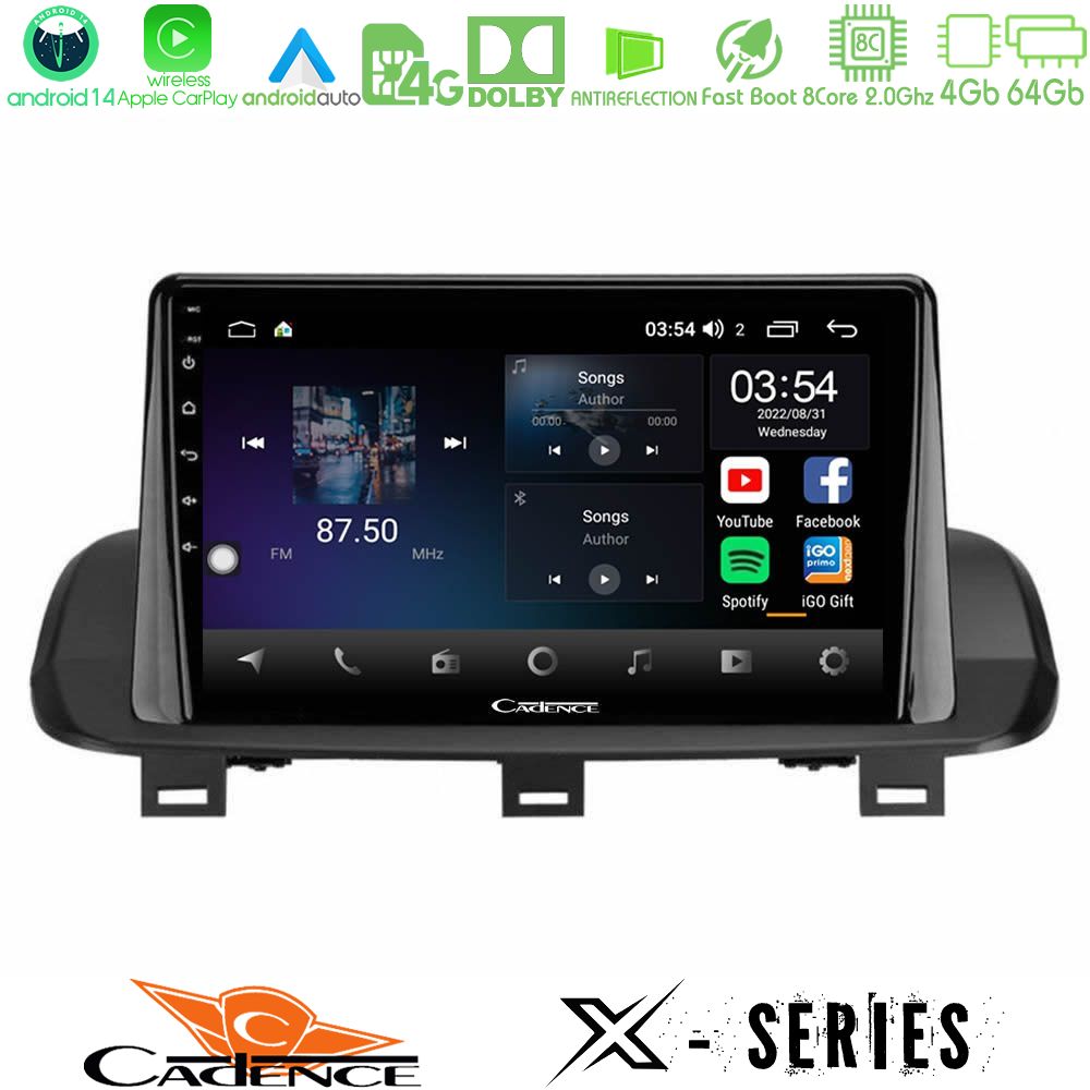 Cadence X Series Nissan Qashqai J12 & X-Trail T33 8core Android 14 4+64GB Navigation Multimedia Tablet 10"