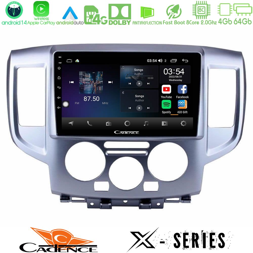 Cadence X Series Nissan NV200 8core Android 14 4+64GB Navigation Multimedia Tablet 9"