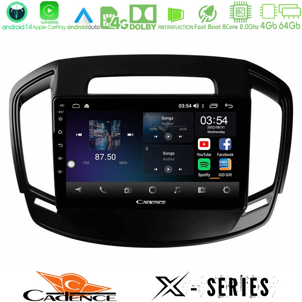 Cadence X Series Opel Insignia 2014-2017 8core Android 14 4+64GB Navigation Multimedia Tablet 9"
