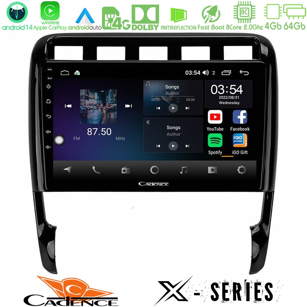 Cadence X Series Porsche Cayenne 2003-2010 8core Android 14 4+64GB Navigation Multimedia Tablet 9"