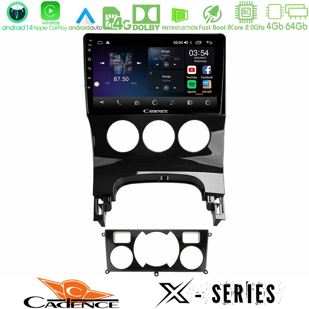 Cadence X Series Peugeot 3008 AUTO A/C 8core Android 14 4+64GB Navigation Multimedia Tablet 9"