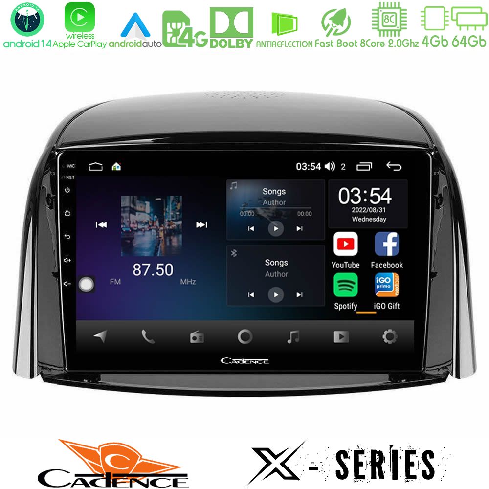 Cadence X Series Renault Koleos 2007-2015 8Core Android 14 4+64GB Navigation Multimedia Tablet 9"