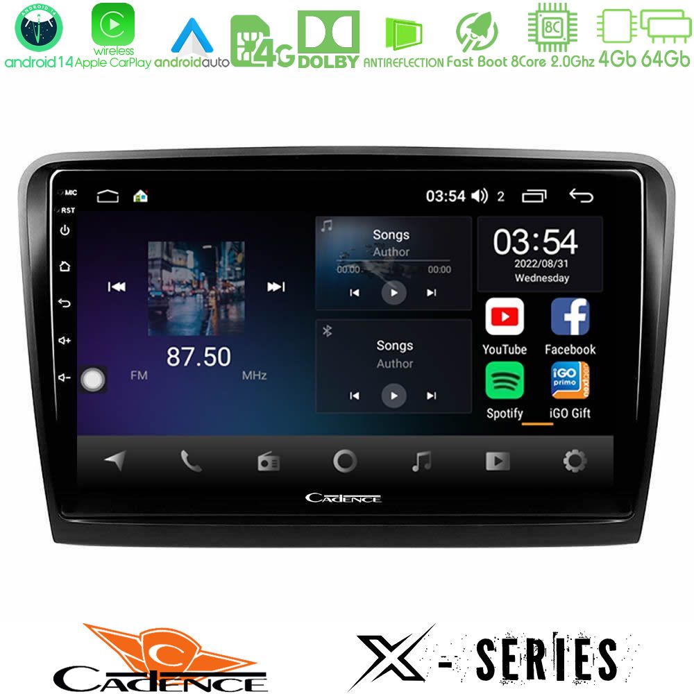 Cadence X Series Skoda Superb 2008-2015 8core Android 14 4+64GB Navigation Multimedia Tablet 10"