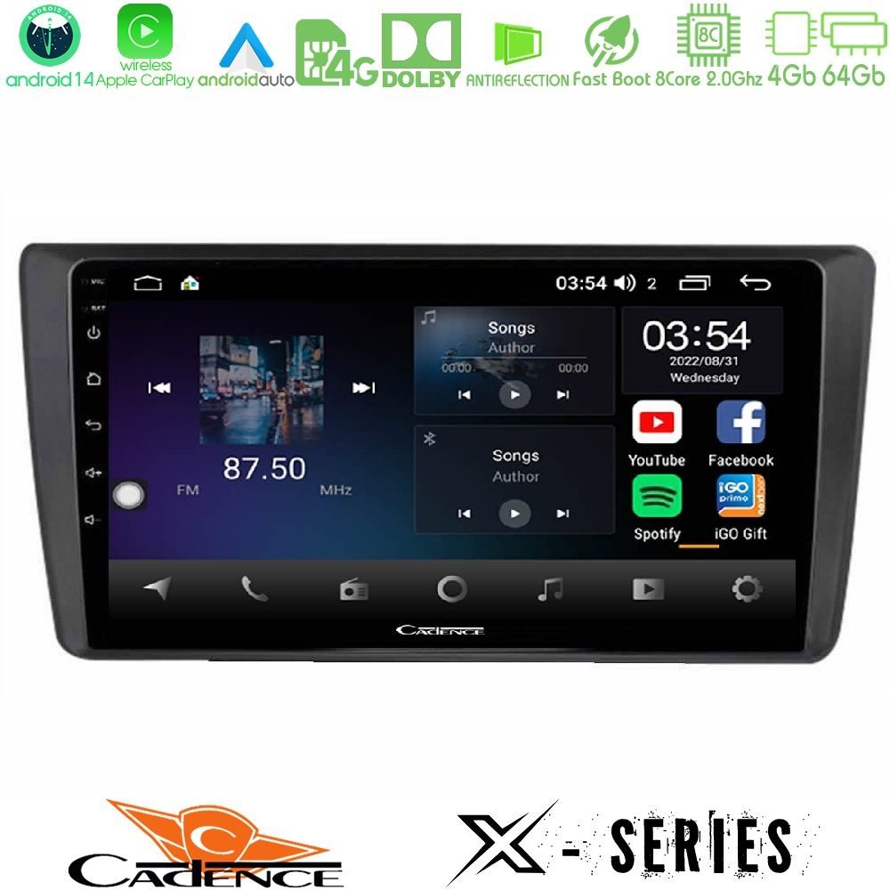 Cadence X Series Skoda Octavia 2004-2012 8core Android 14 4+64GB Navigation Multimedia Tablet 9"