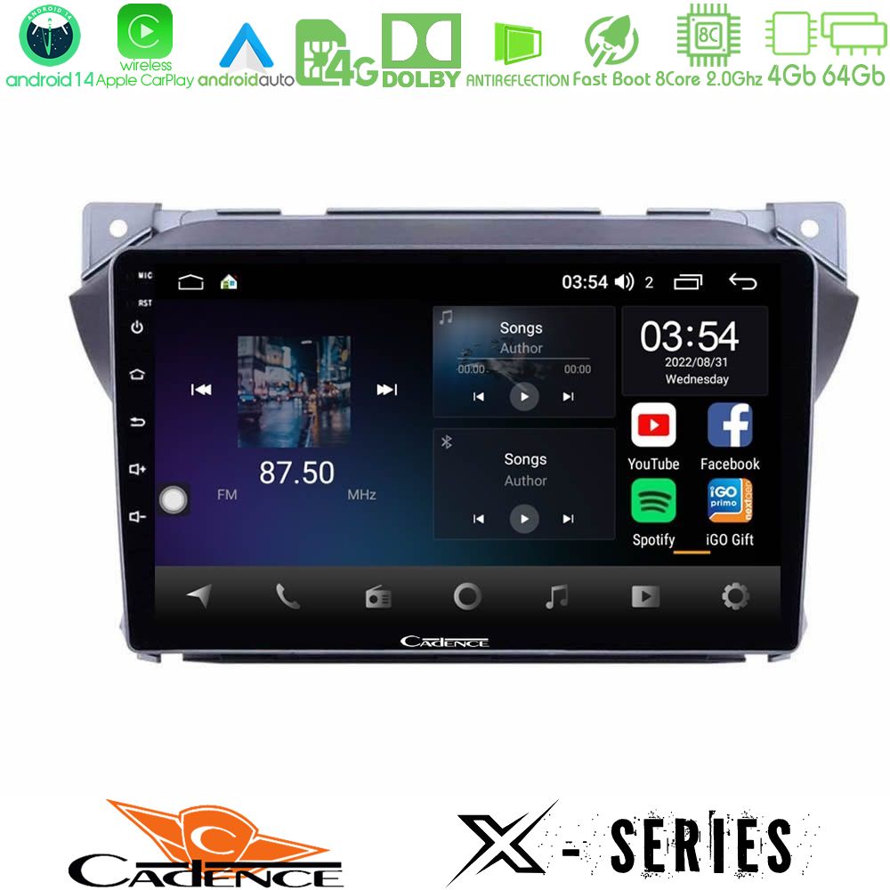 Cadence X Series Suzuki Alto & Nissan Pixo 8core Android 14 4+64GB Navigation Multimedia Tablet 9"
