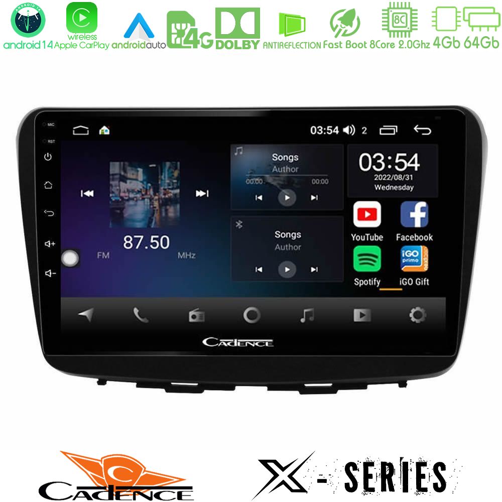 Cadence X Series Suzuki Baleno 2016-2021 8core Android 14 4+64GB Navigation Multimedia Tablet 9"