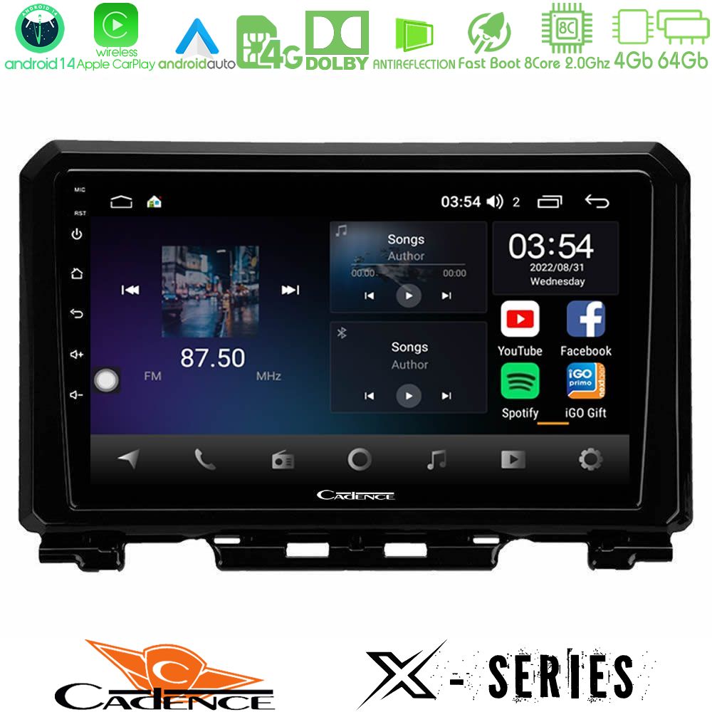 Cadence X Series Suzuki Jimny 2018-2022 8core Android 14 4+64GB Navigation Multimedia Tablet 9" Cadence X Series Suzuki Jimny 2018-2022 8core Android 14 4+64GB Navigation Multimedia Tablet 9"